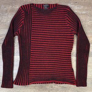 Spanner Red & Black Ribbed Stripe Sweater – Size Large